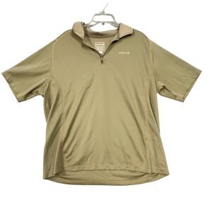 Merrell Polo Shirt Mens 2XL Beige Opti-Wick 1/4 Zip UPF 50 Hiking Walking Top